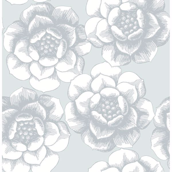 a street prints Fanciful Silver Floral Wallpaper