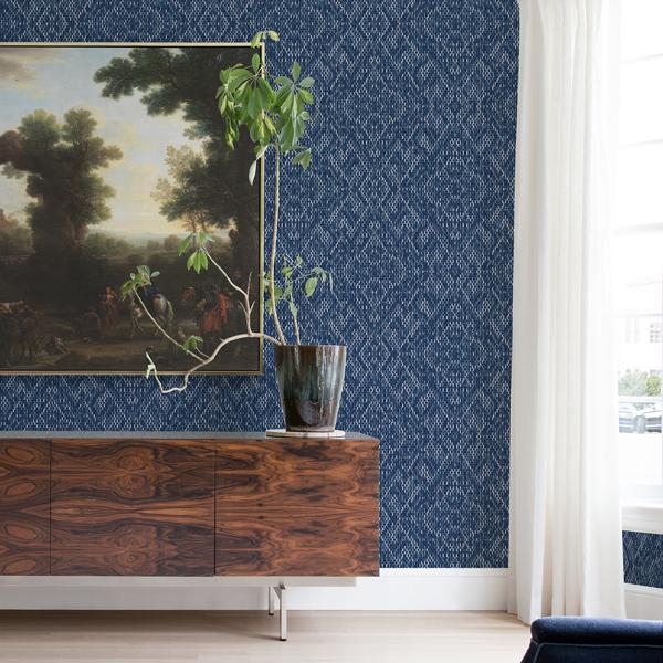 A Street Prints Felix Indigo Geometric Wallpaper