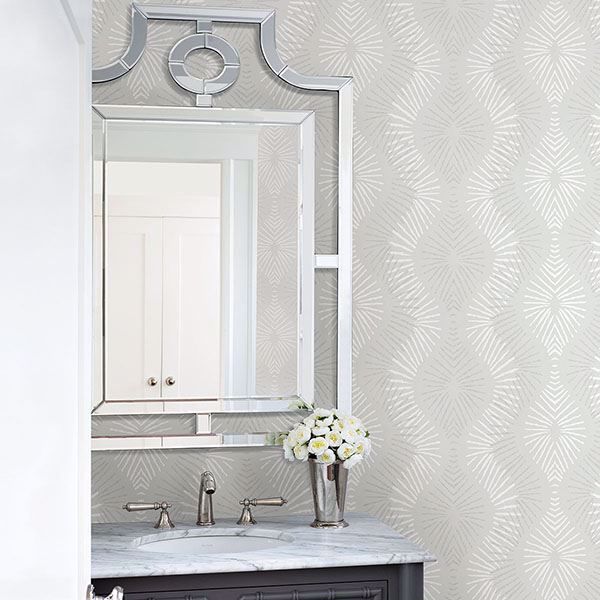 A Street Prints Feliz Silver Beaded Ogee Wallpaper