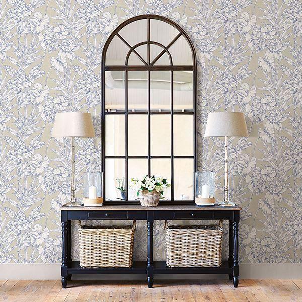 A Street Prints Fiji Navy Floral Wallpaper