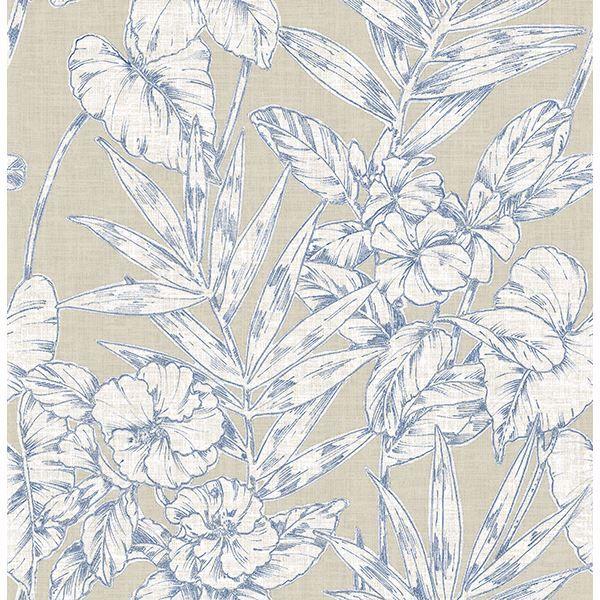 a street prints Fiji Navy Floral Wallpaper