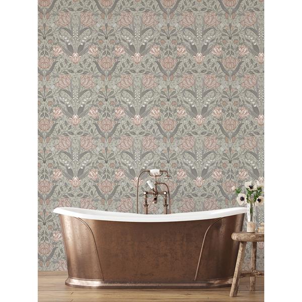 A Street Prints Filippa Grey Tulip Wallpaper