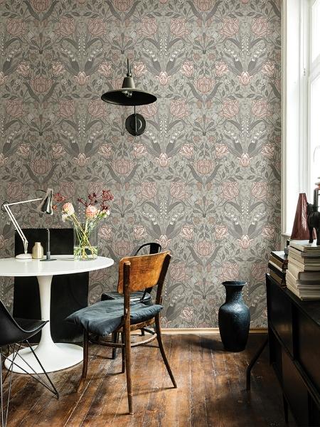 A Street Prints Filippa Grey Tulip Wallpaper