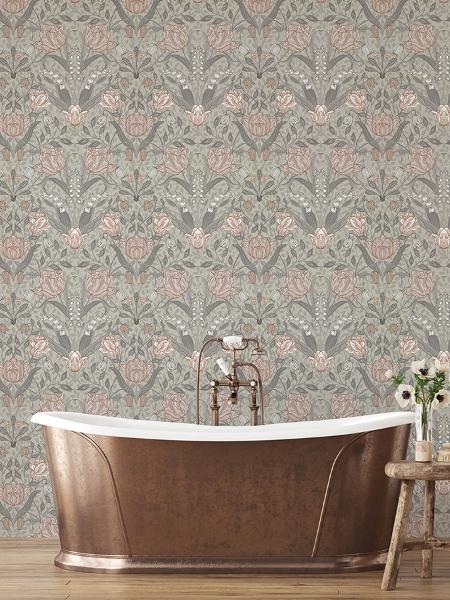 A Street Prints Filippa Grey Tulip Wallpaper