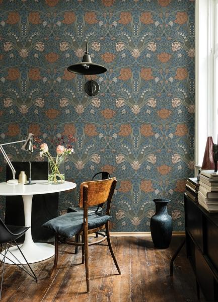 A Street Prints Fillippa Blue Tulip Wallpaper