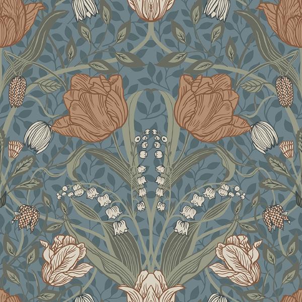 a street prints Fillippa Blue Tulip Wallpaper