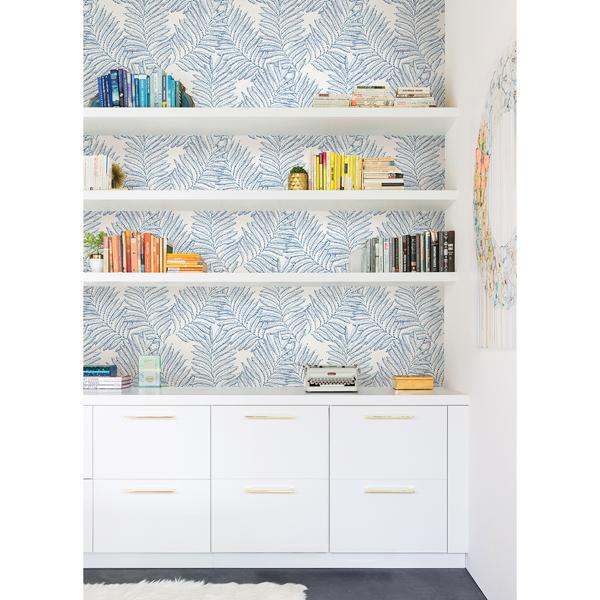 A Street Prints Finnley Blue Inked Fern Wallpaper