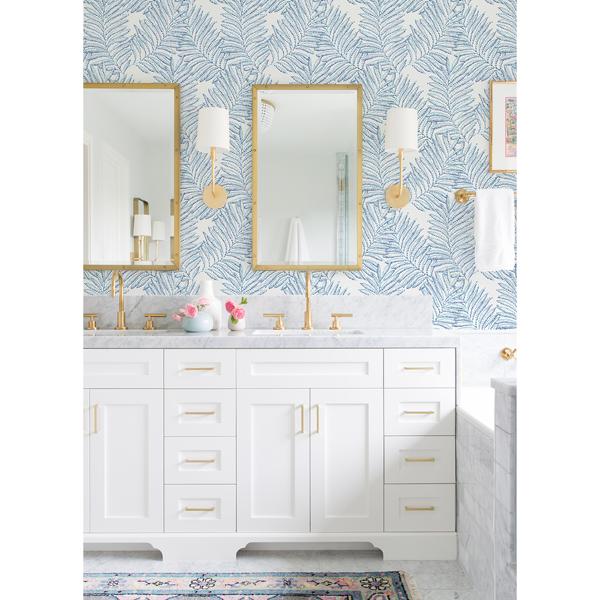 A Street Prints Finnley Blue Inked Fern Wallpaper