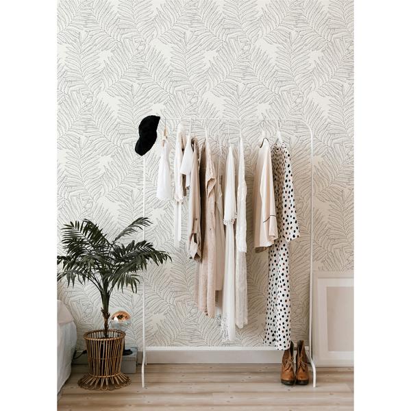 A Street Prints Finnley Grey Inked Fern Wallpaper