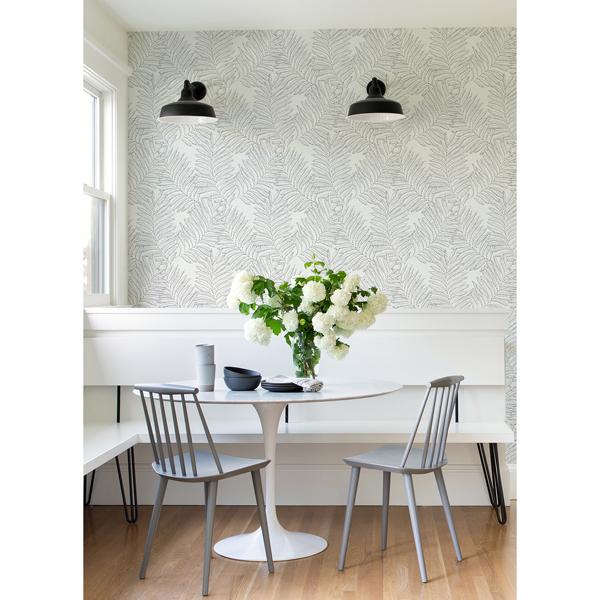 A Street Prints Finnley Grey Inked Fern Wallpaper