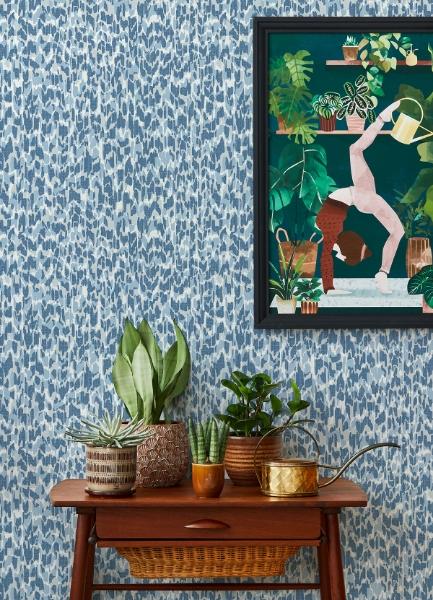 A Street Prints Flavia Blue Animal Print Wallpaper