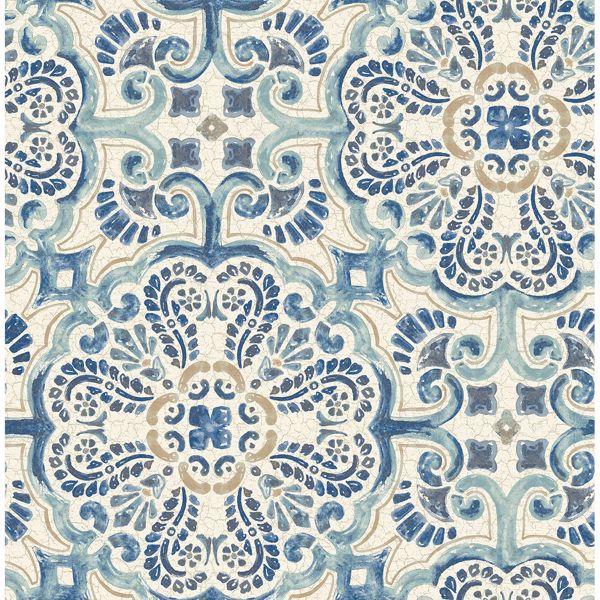 a street prints Florentine Blue Tile Wallpaper