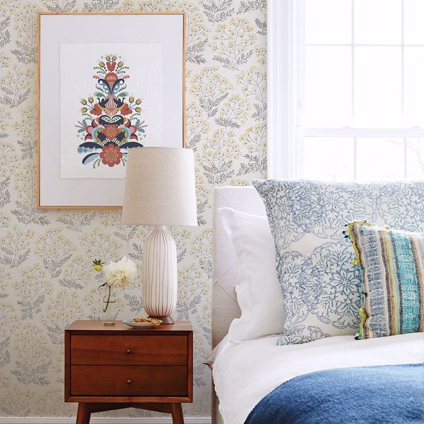 A Street Prints Floret Yellow Floral Wallpaper