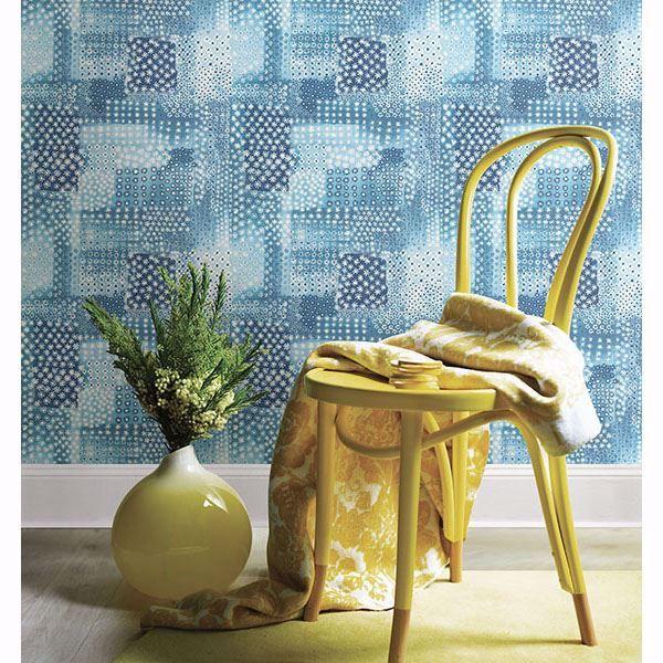 A Street Prints Flower Power Indigo Patchwork