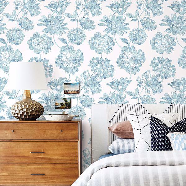 A Street Prints Folia Blue Floral Wallpaper