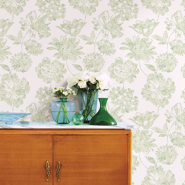 A Street Prints Folia Light Green Floral Wallpaper