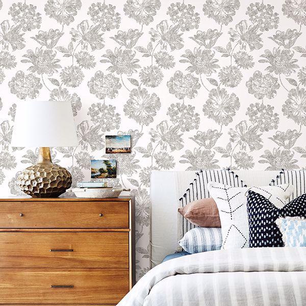 A Street Prints Folia Taupe Floral Wallpaper