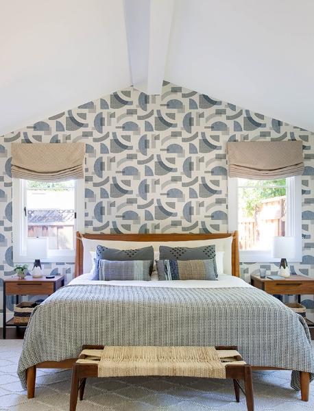 A Street Prints Fulton Blue Shapes Wallpaper