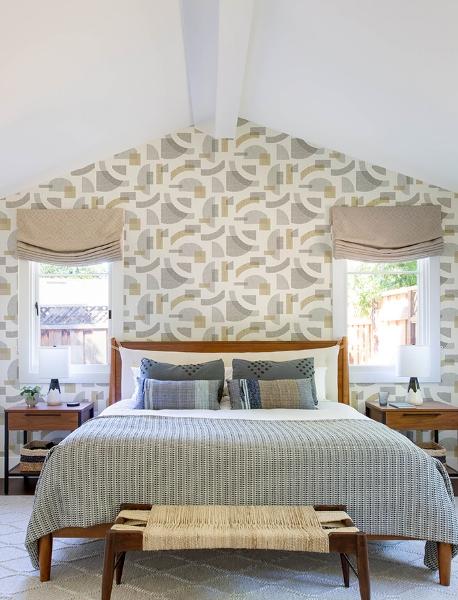 A Street Prints Fulton Gold Shapes Wallpaper