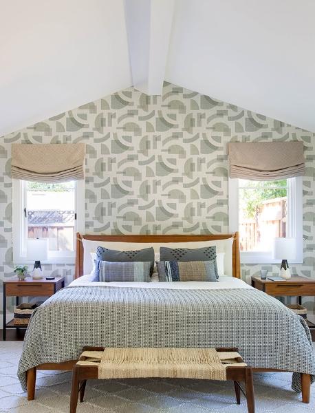 A Street Prints Fulton Sea Green Shapes Wallpaper