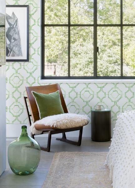 A Street Prints Gallina Green Trellis Wallpaper