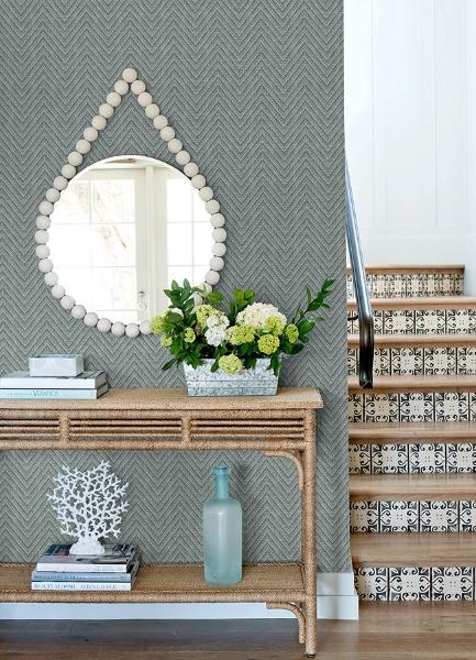 A Street Prints Glynn Denim Chevron Wallpaper