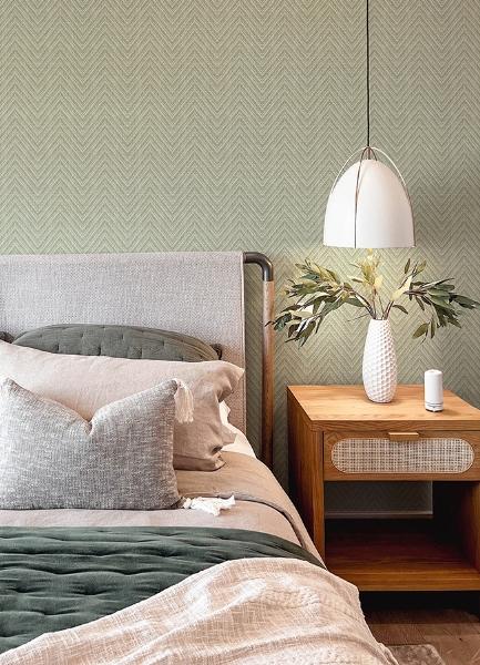 A Street Prints Glynn Green Chevron Wallpaper