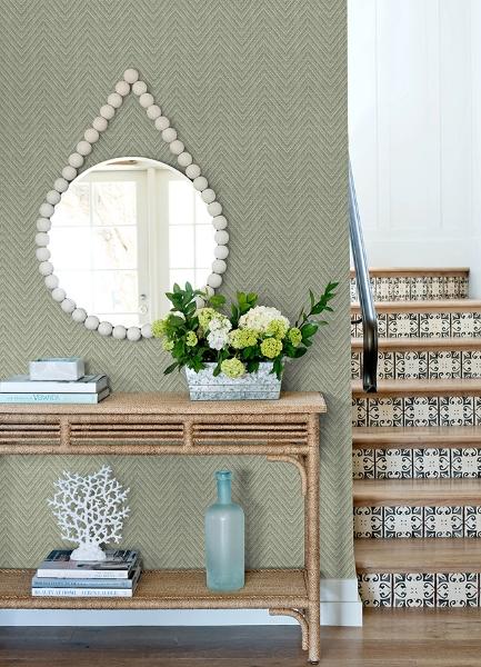 A Street Prints Glynn Green Chevron Wallpaper