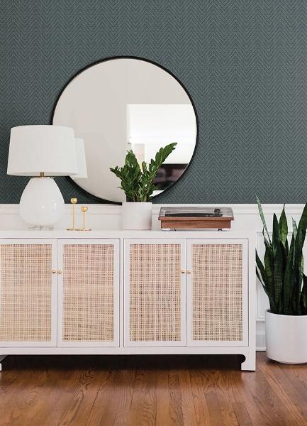 A Street Prints Glynn Teal Chevron Wallpaper