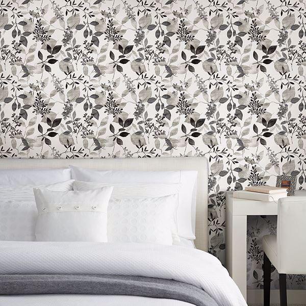 A Street Prints Gossamer Black Botanical Wallpaper