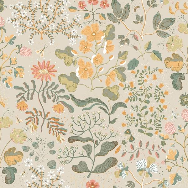 a street prints Groh Apricot Floral Wallpaper
