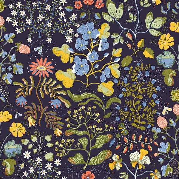 a street prints Groh Dark Blue Floral Wallpaper
