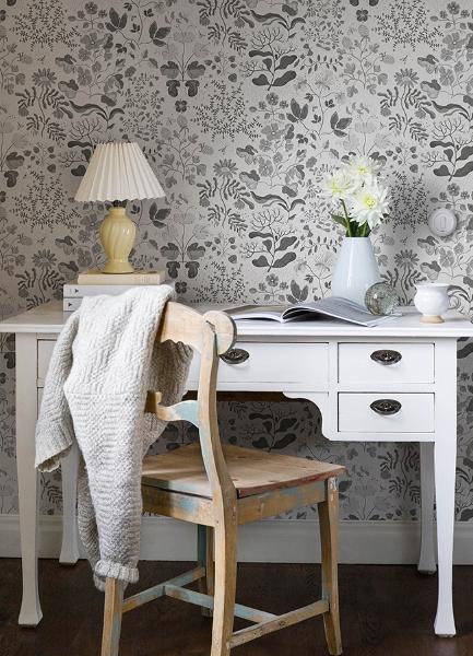 A Street Prints Groh Grey Floral Wallpaper