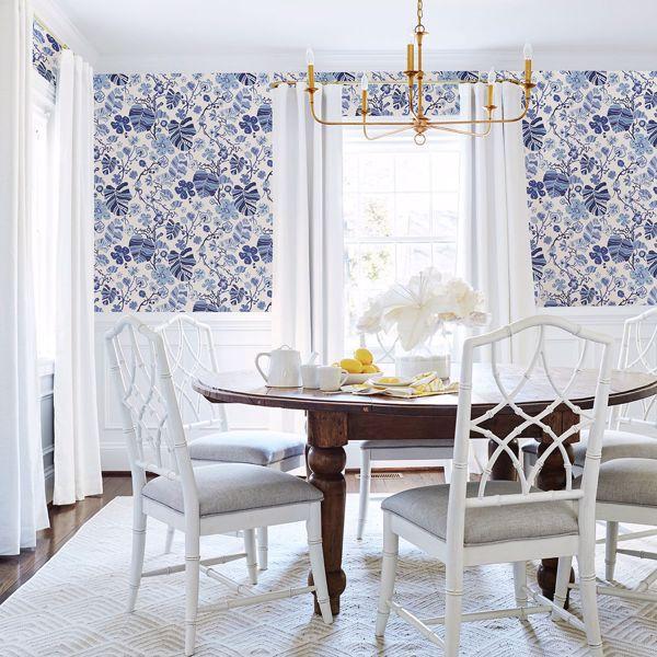 A Street Prints Gwyneth Indigo Floral Wallpaper