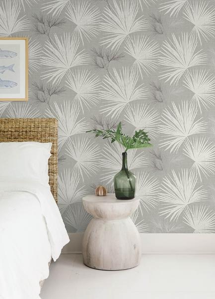 A Street Prints Hatteras Grey Palms Wallpaper