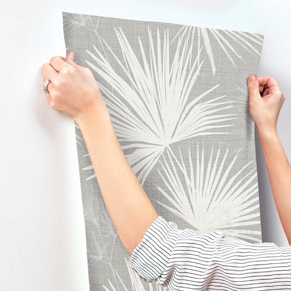 A Street Prints Hatteras Grey Palms Wallpaper