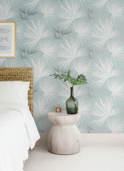 A Street Prints Hatteras Sky Blue Palms Wallpaper