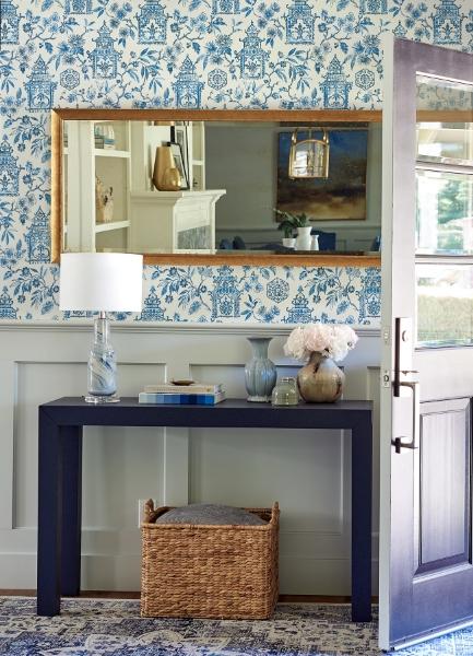 A Street Prints Helaine Blue Pagoda Wallpaper