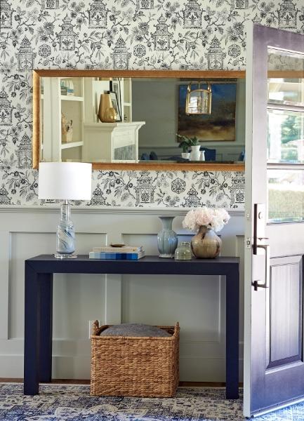 A Street Prints Helaine Charcoal Pagoda Wallpaper