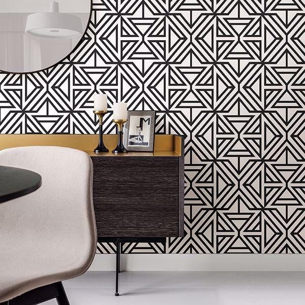A Street Prints Helios Black Geometric Wallpaper