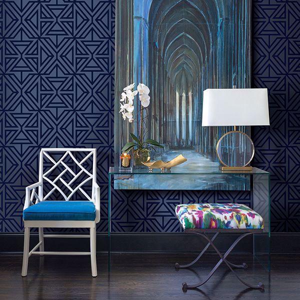 A Street Prints Helios Blue Geometric Wallpaper