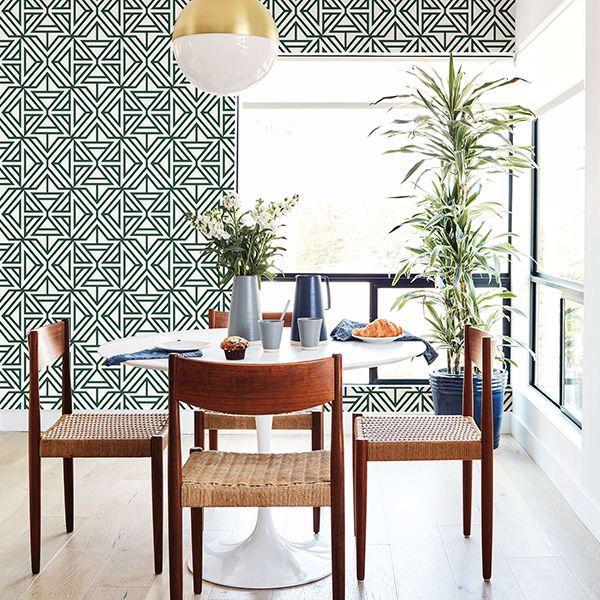 A Street Prints Helios Green Geometric Wallpaper