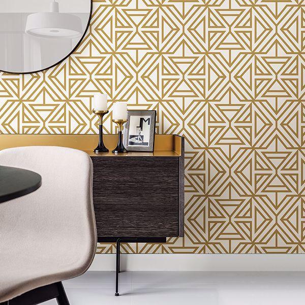 A Street Prints Helios Mustard Geometric Wallpaper