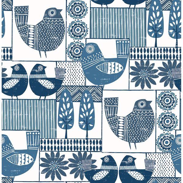 a street prints Hennika Blue Patchwork Wallpaper