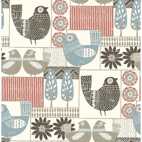 a street prints Hennika Coral Patchwork Wallpaper
