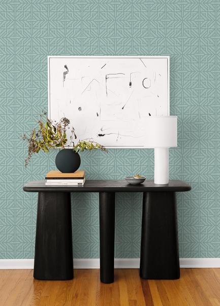 A Street Prints Hesper Teal Geometric Wallpaper