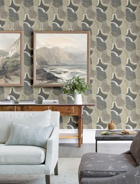 A Street Prints Hollace Slate Geometric Wallpaper