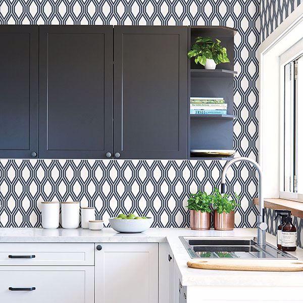 A Street Prints Honeycomb Navy Geometric Wallpaper
