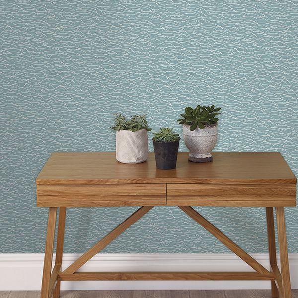 A Street Prints Hono Blue Abstract Wave Wallpaper