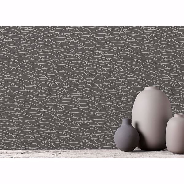 A Street Prints Hono Taupe Abstract Wave Wallpaper